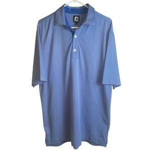 FootJoy FJ Mens Golf Polo Shirt Blue Large L Performance Stretch Moisture Wickin